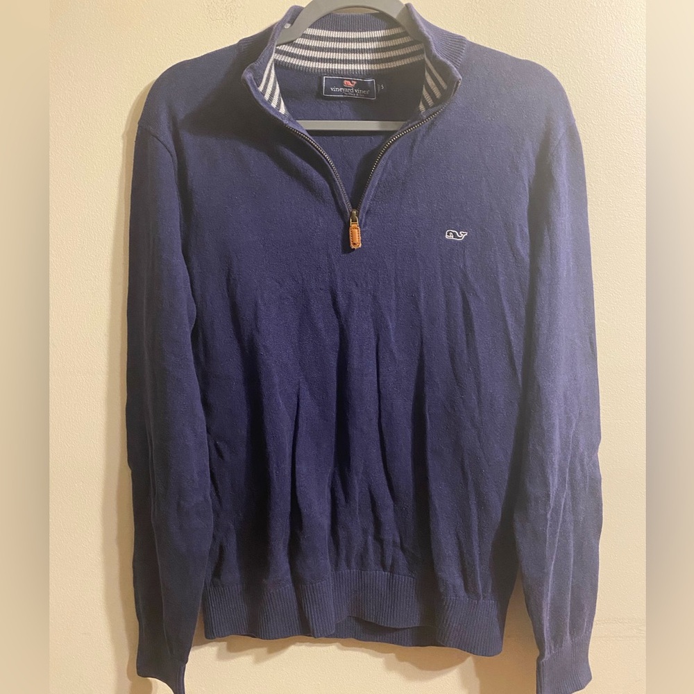 Mens Navy Blue Vineyard Vines 1/4 Zip 100% Cotton Pullover Size‎ Small